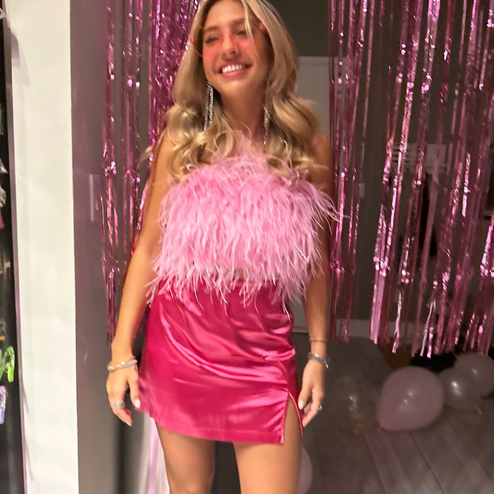 Pink Feathered Top